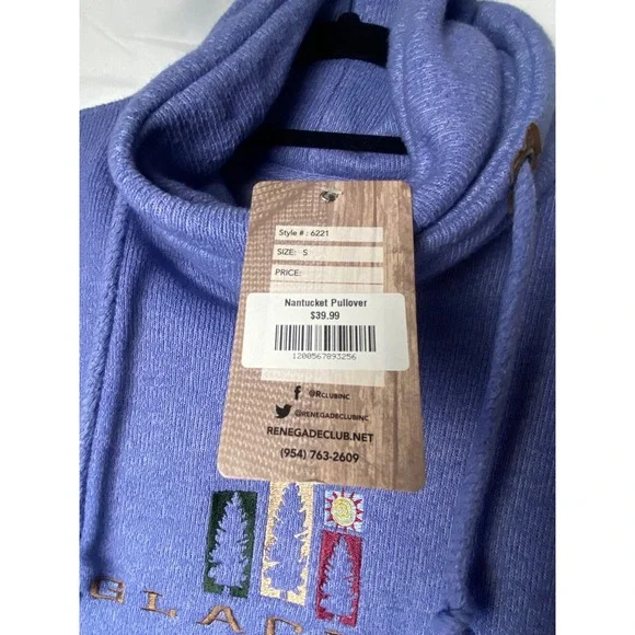 Renegade Glacier Pullover Sweatshirt Cowl Neck Embroidered Lavender Purple small - Picture 4 of 8
